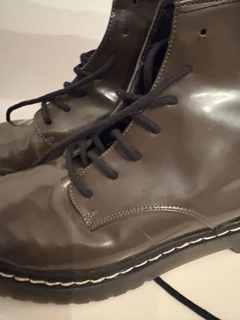 Zara Olive Green Lace-Up Ankle Boots - Picture 2 of 7